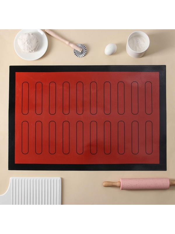 Силиконовый коврик армированный «Эклер», 60×40 см, цвет красный