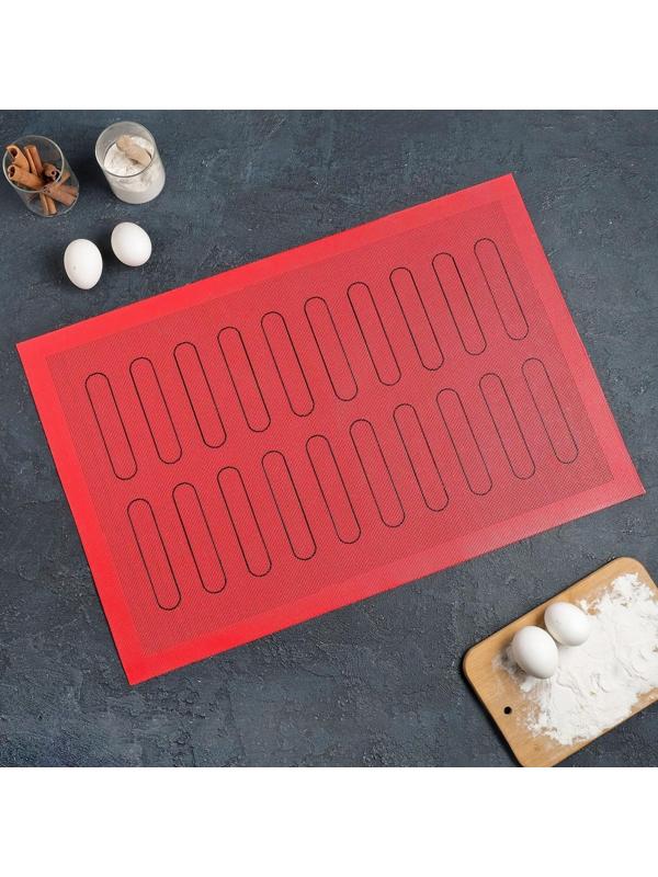 Силиконовый коврик армированный «Эклер», 60×40 см, цвет красный