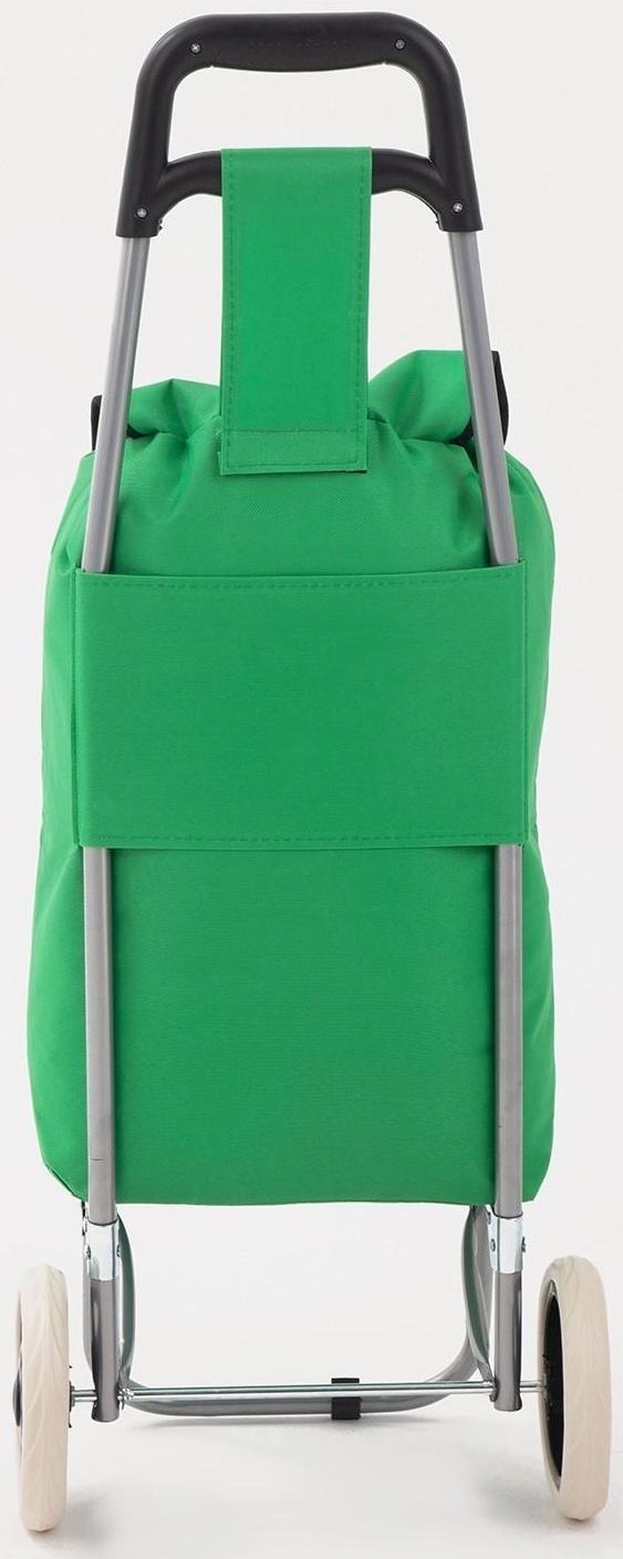 Сумка хозяйственная на тележке на шнуре, цвет зелёный
