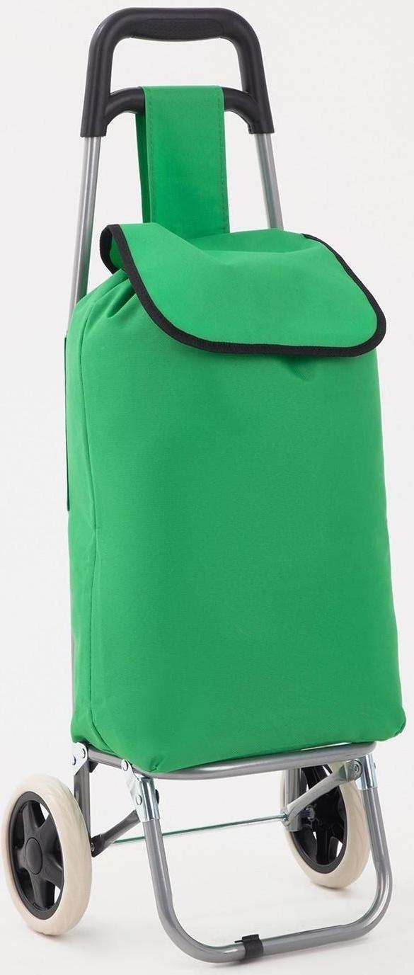 Сумка хозяйственная на тележке на шнуре, цвет зелёный