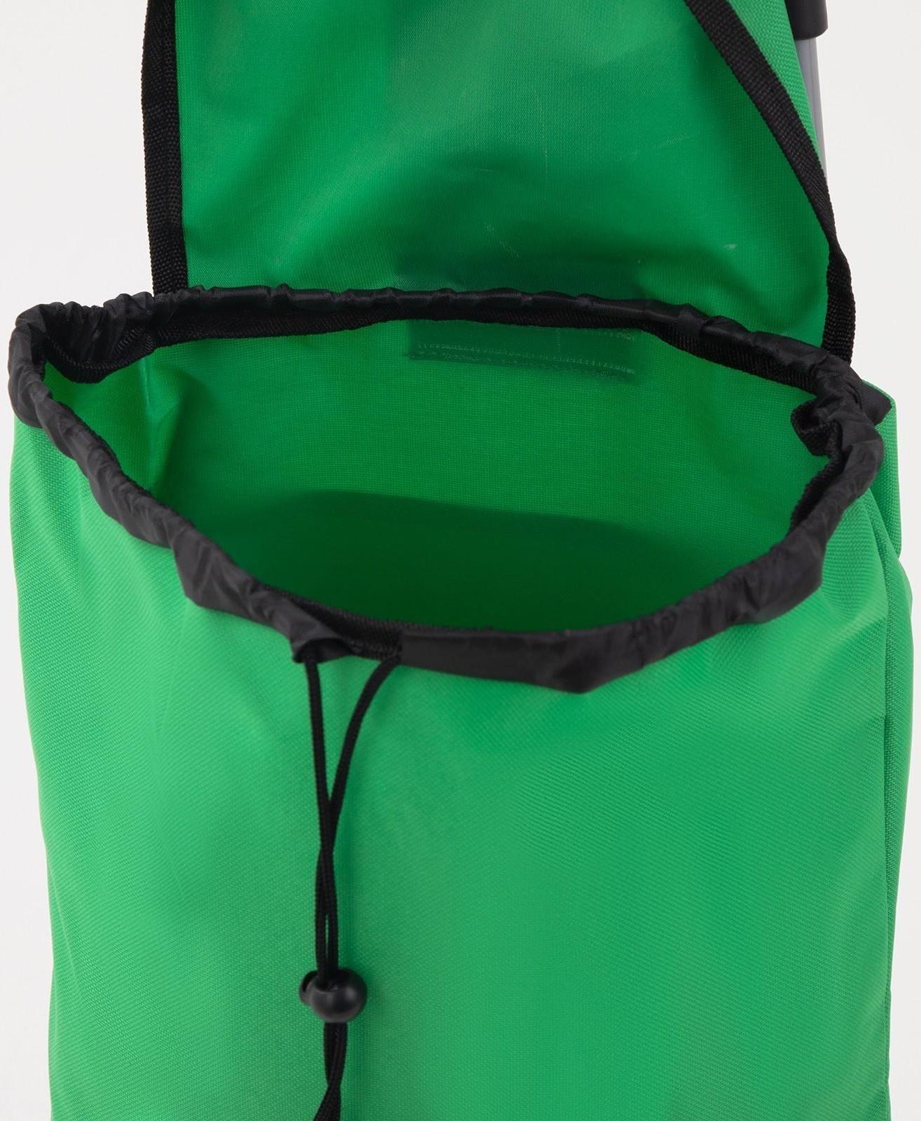 Сумка хозяйственная на тележке на шнуре, цвет зелёный