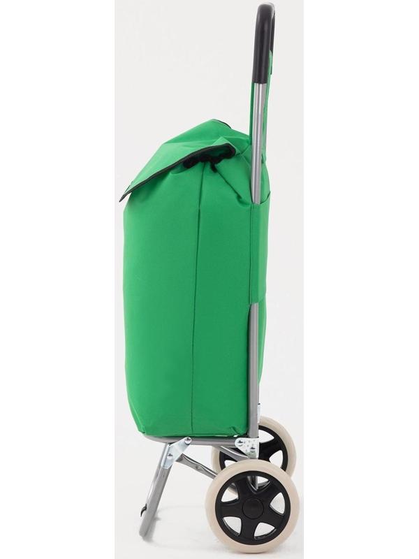Сумка хозяйственная на тележке на шнуре, цвет зелёный