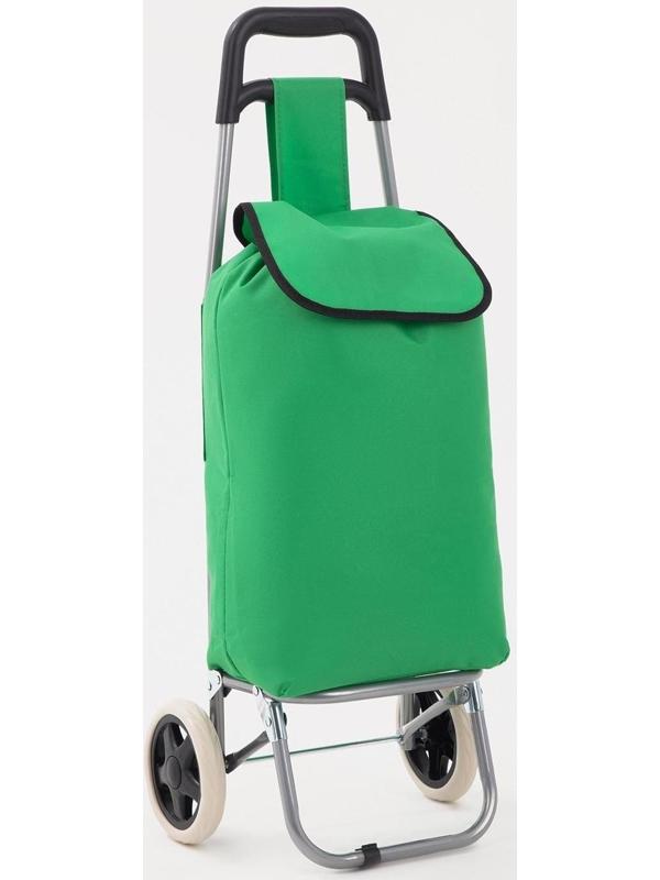 Сумка хозяйственная на тележке на шнуре, цвет зелёный