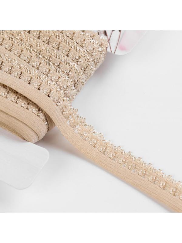 Резинка ажурная, 14 мм, 10 ± 1 м, цвет бежевый