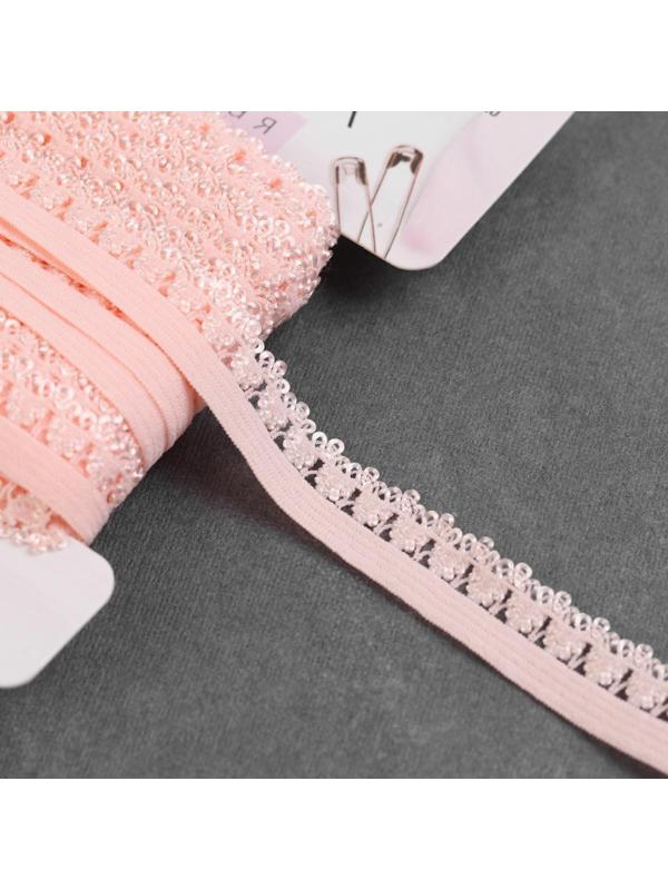 Резинка ажурная, 14 мм, 10 ± 1 м, цвет розовый