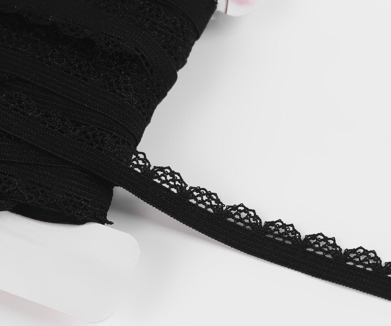 Резинка ажурная, 11 мм, 10 ± 1 м, цвет чёрный