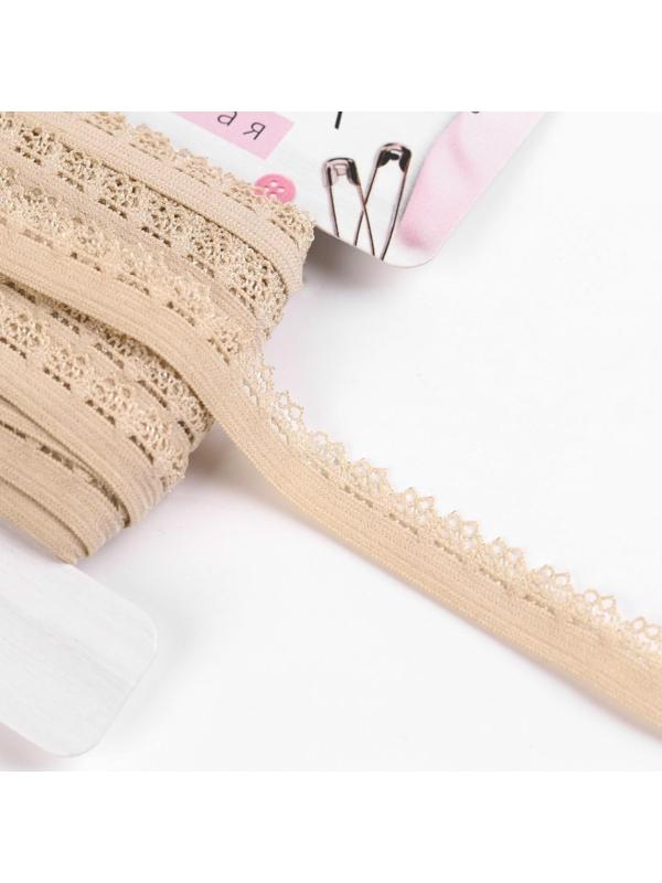 Резинка ажурная, 11 мм, 10 ± 1 м, цвет бежевый