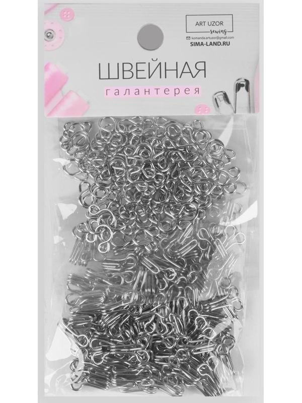 Крючок пришивной №3, 19 × 9 мм, 100 шт, цвет серебряный