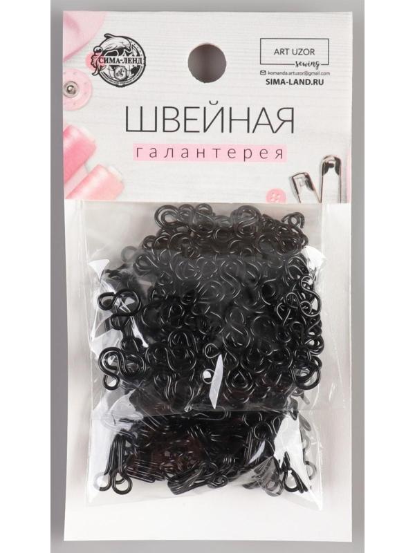 Крючок пришивной №3, 19 × 9 мм, 100 шт, цвет чёрный