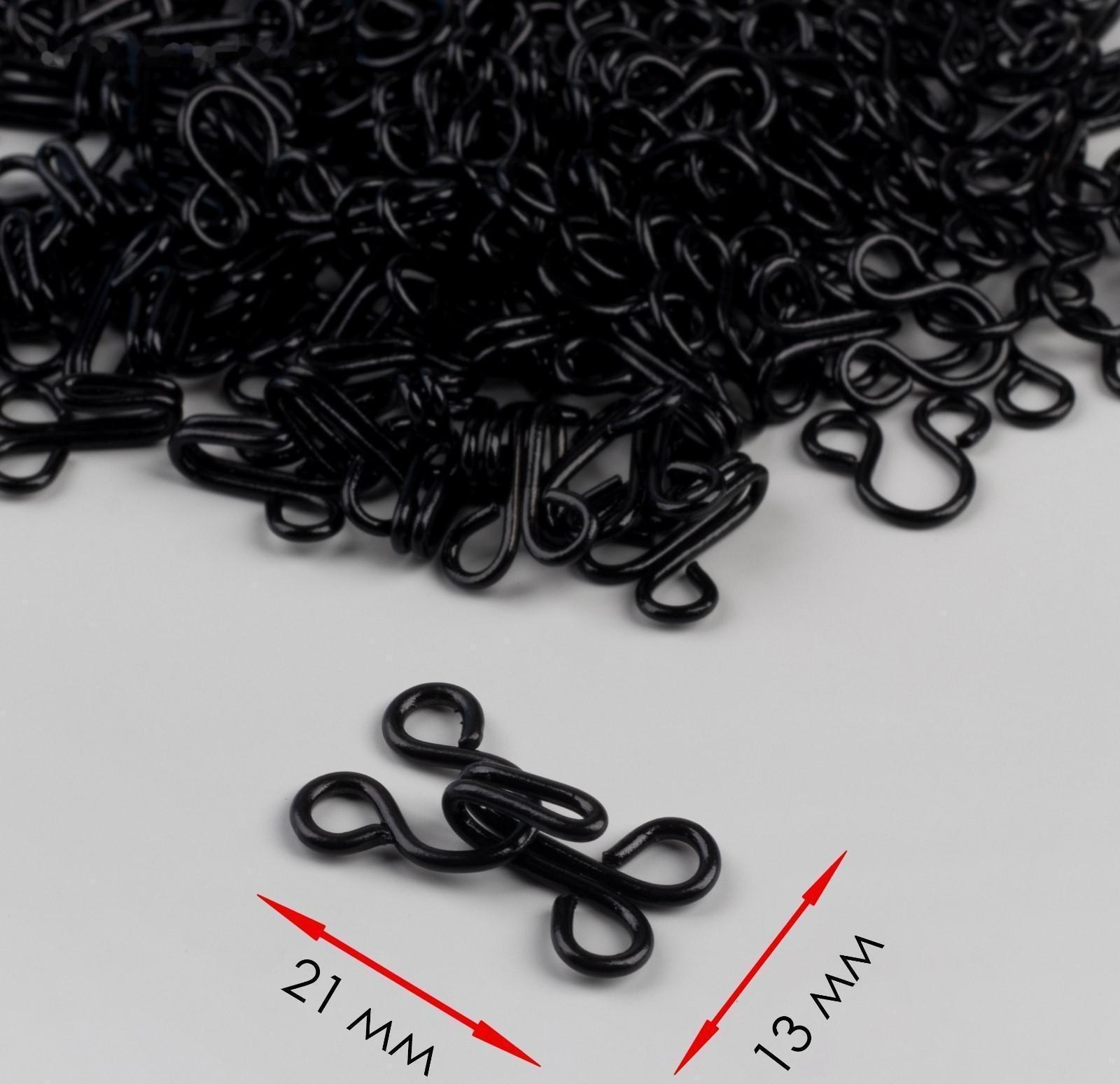 Крючок пришивной №4, 21 × 13 мм, 100 шт, цвет чёрный