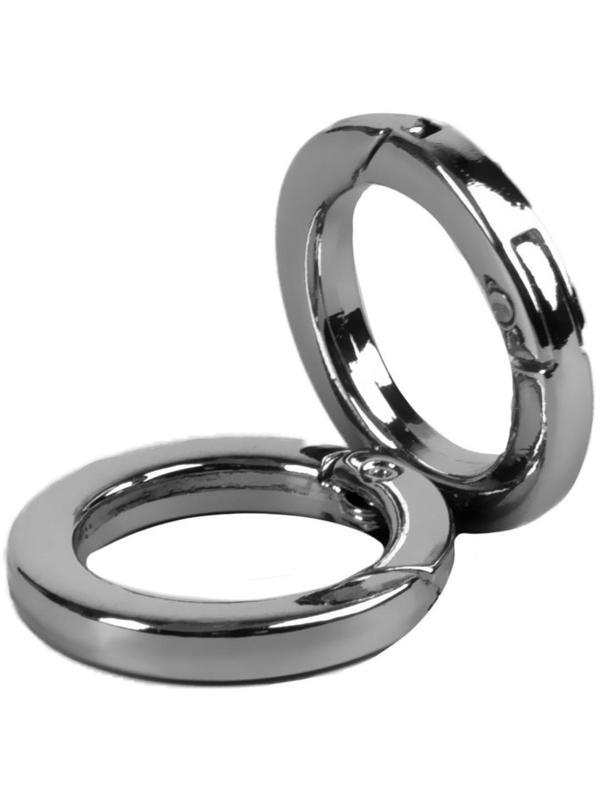 Кольцо-карабин плоский, d = 20/28 мм, толщина - 4 мм, 5 шт, цвет серебряный