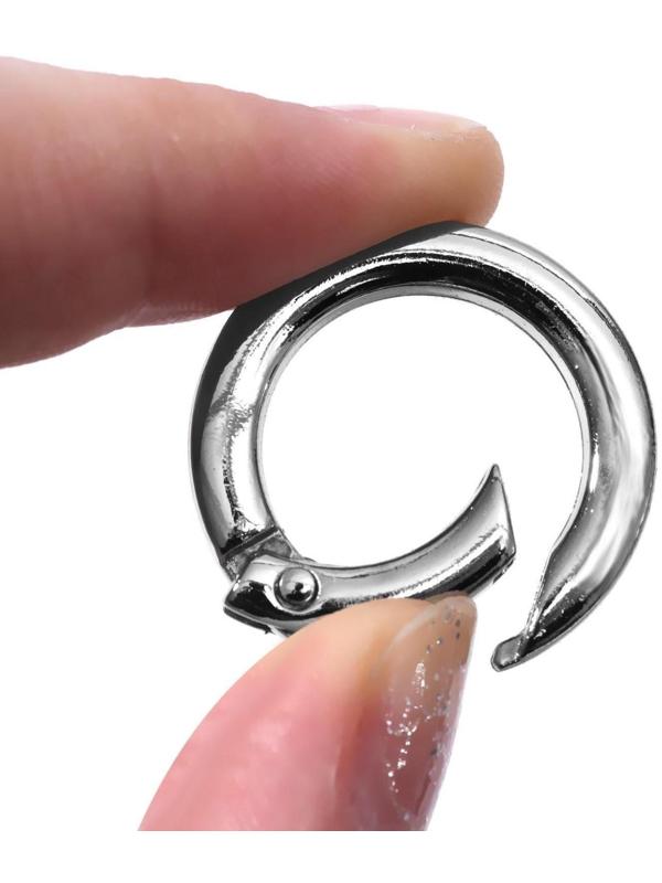 Кольцо-карабин плоский, d = 20/28 мм, толщина - 4 мм, 5 шт, цвет серебряный