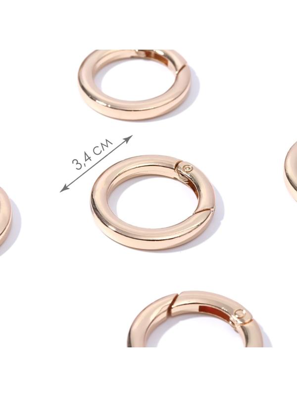 Кольцо-карабин плоский, d = 25/34 мм, толщина - 4,5 мм, 5 шт, цвет золотой