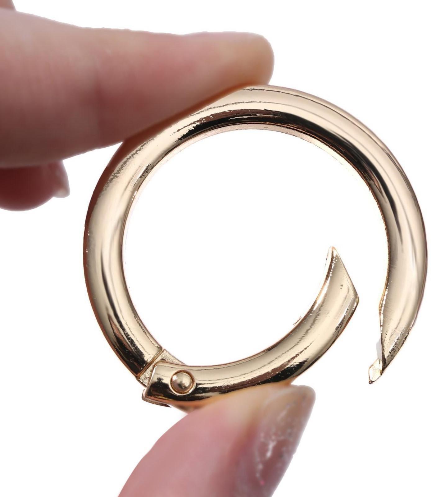 Кольцо-карабин плоский, d = 32/42 мм, толщина - 5 мм, 5 шт, цвет золотой