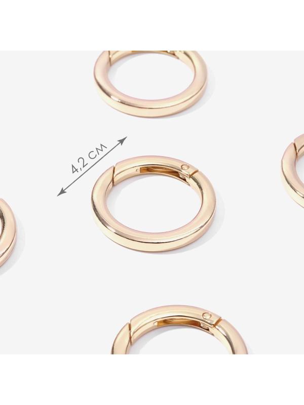 Кольцо-карабин плоский, d = 32/42 мм, толщина - 5 мм, 5 шт, цвет золотой