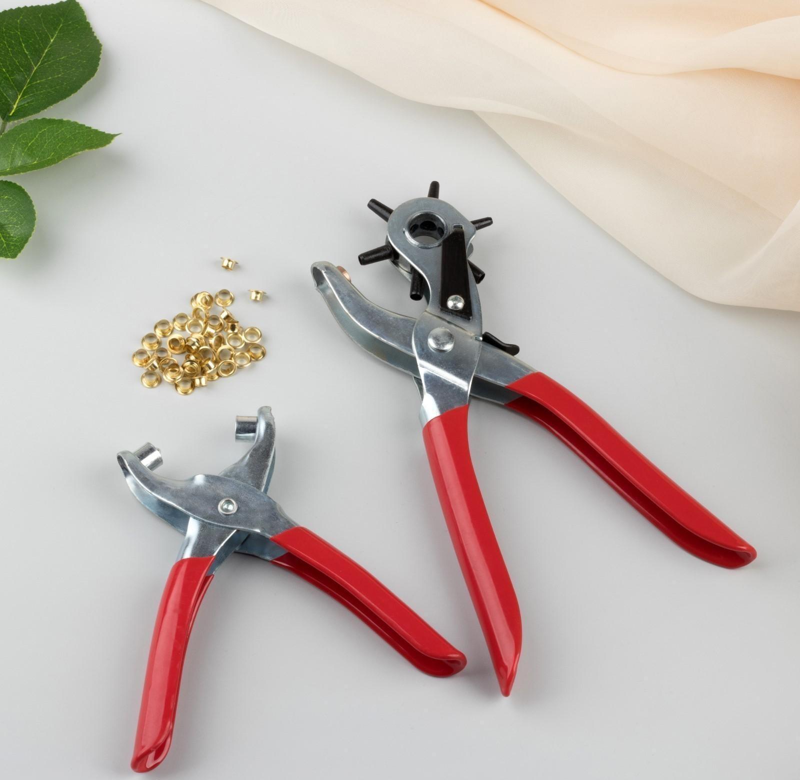 Набор щипцы-пробойник 21 × 9 см и щипцы для установки блочек 14 × 5,5 см, цвет красный