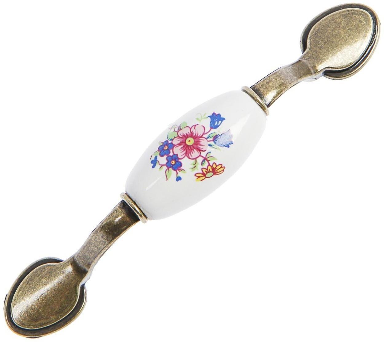 Ручка скоба FLOWER Ceramics 013 LIGHT, 76 мм, керамическая, цвет бронза