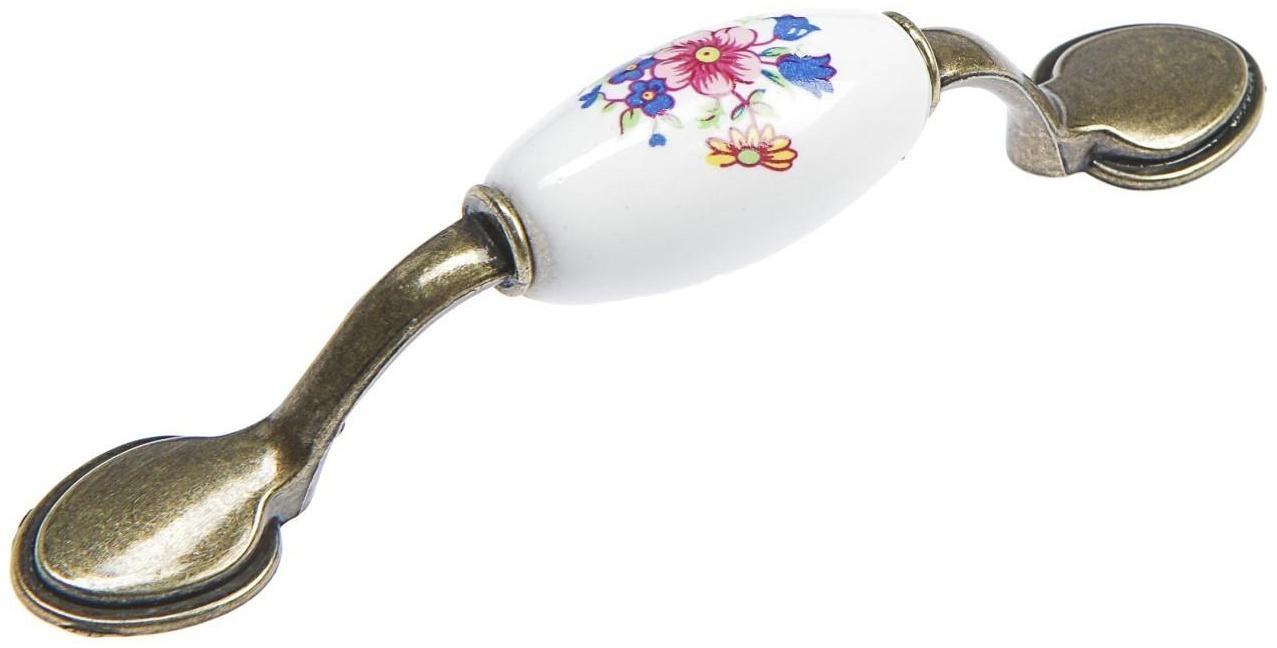 Ручка скоба FLOWER Ceramics 013 LIGHT, 76 мм, керамическая, цвет бронза