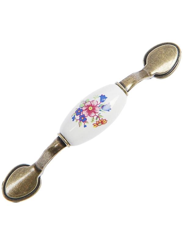 Ручка скоба FLOWER Ceramics 013 LIGHT, 76 мм, керамическая, цвет бронза