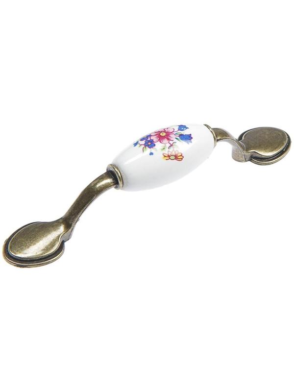 Ручка скоба FLOWER Ceramics 013 LIGHT, 76 мм, керамическая, цвет бронза