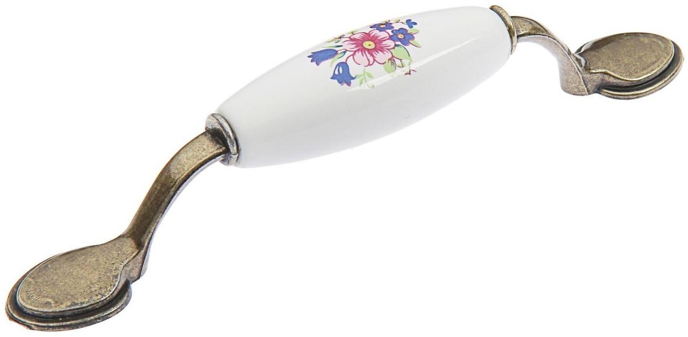 Ручка скоба FLOWER Ceramics 013 LIGHT, 96 мм, керамическая, цвет бронза