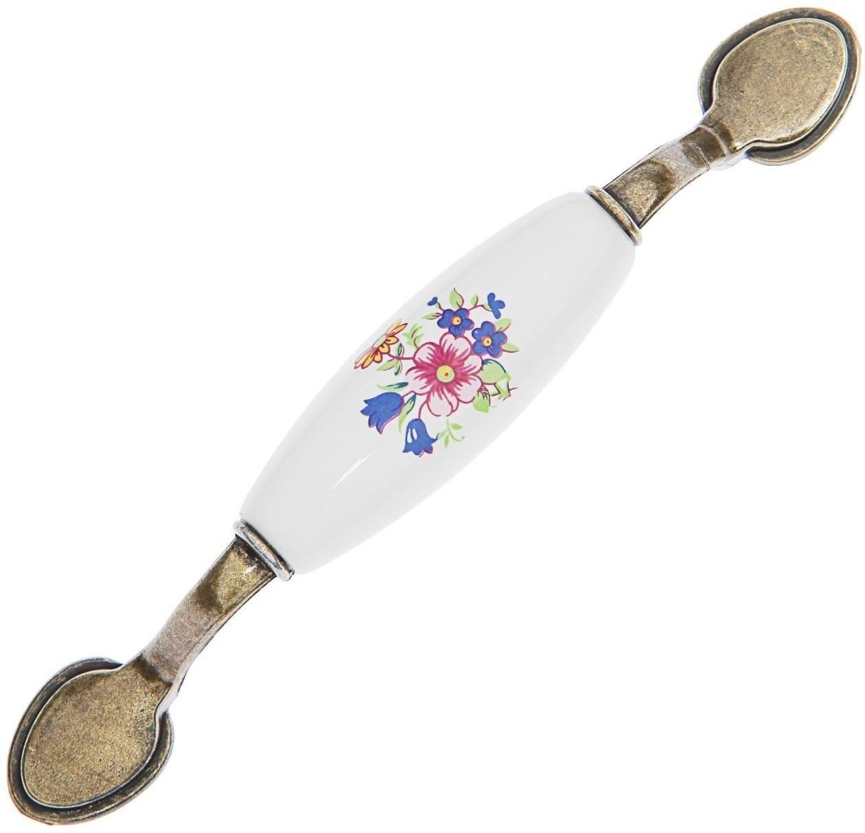 Ручка скоба FLOWER Ceramics 013 LIGHT, 96 мм, керамическая, цвет бронза
