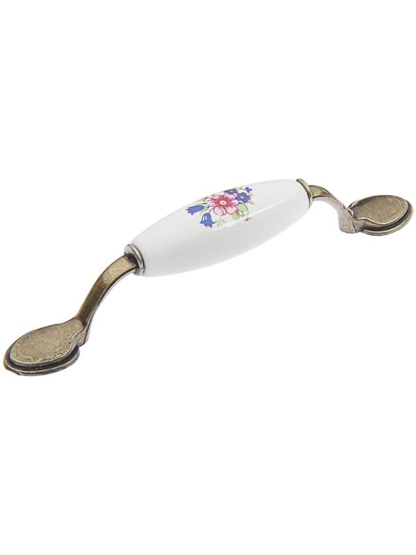 Ручка скоба FLOWER Ceramics 013 LIGHT, 96 мм, керамическая, цвет бронза