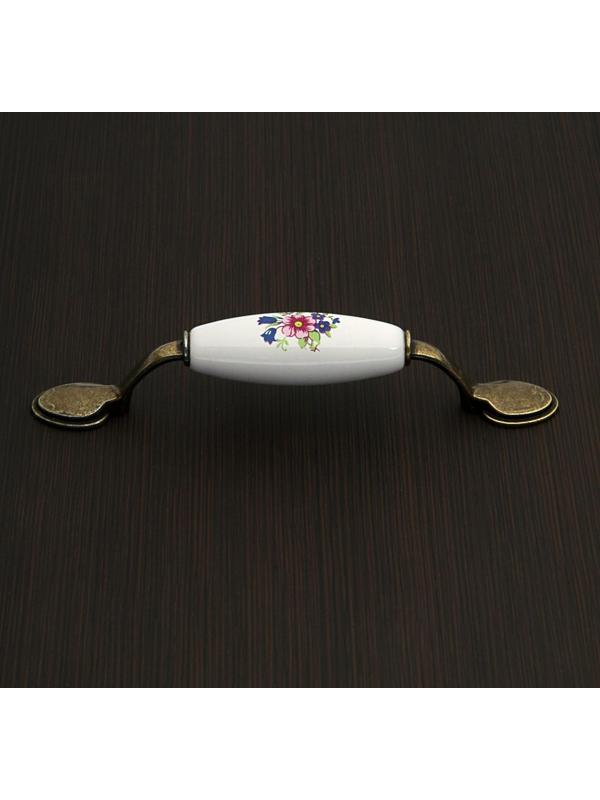 Ручка скоба FLOWER Ceramics 013 LIGHT, 96 мм, керамическая, цвет бронза