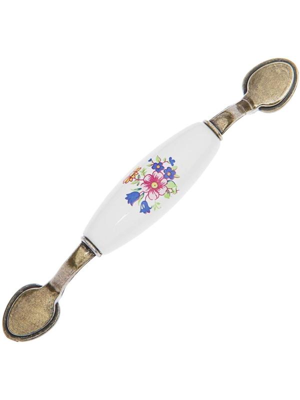 Ручка скоба FLOWER Ceramics 013 LIGHT, 96 мм, керамическая, цвет бронза