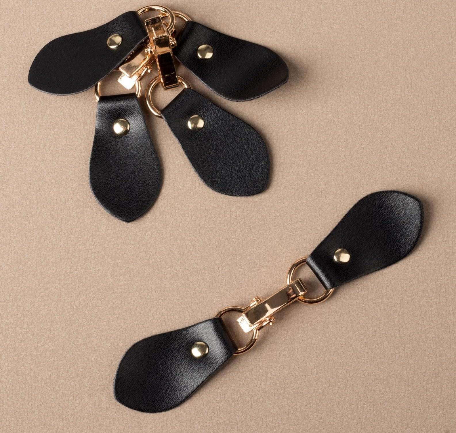 Застёжка-клевант 14,5 × 2,6 см, 3 шт, цвет чёрный/золотой