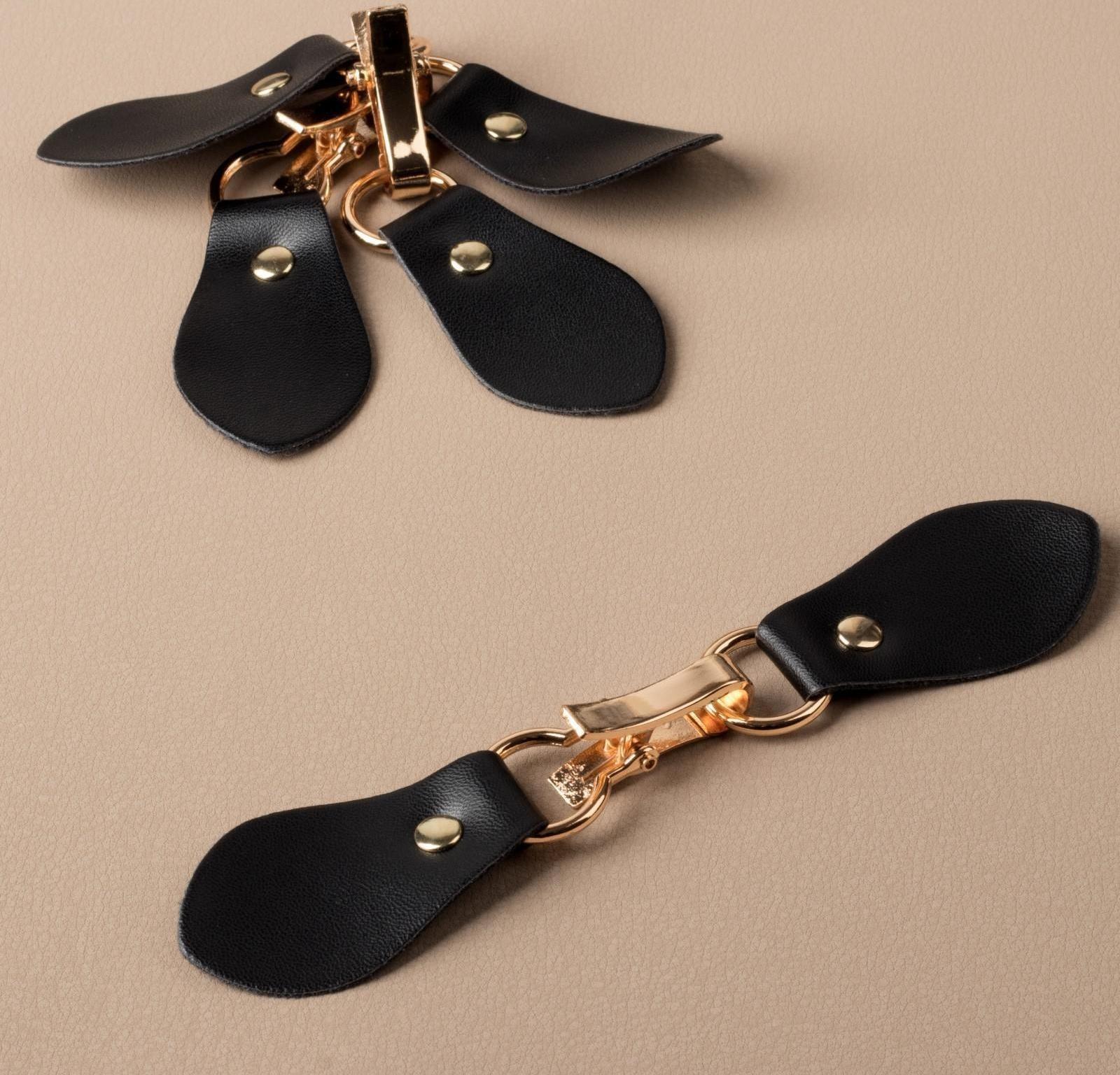 Застёжка-клевант 14,5 × 2,6 см, 3 шт, цвет чёрный/золотой