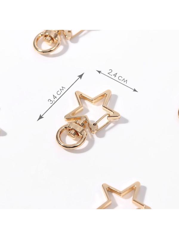 Карабин металлический «Звезда», 34 × 24 мм / 8 × 2,2 мм, 5 шт, цвет золотой