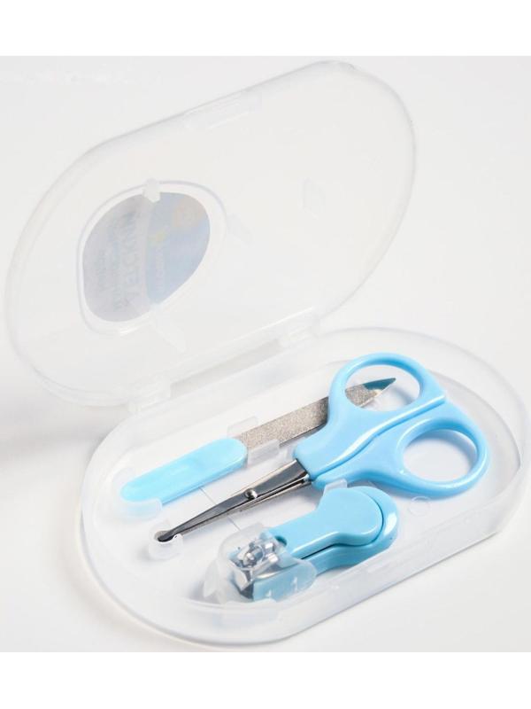 Детский маникюрный набор (ножницы, книпсер, пилка), цвет голубой