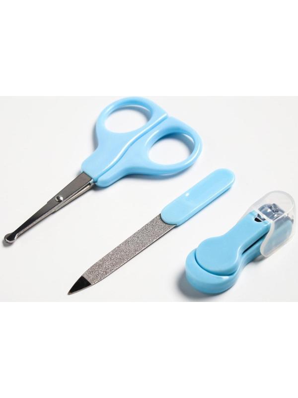 Детский маникюрный набор (ножницы, книпсер, пилка), цвет голубой