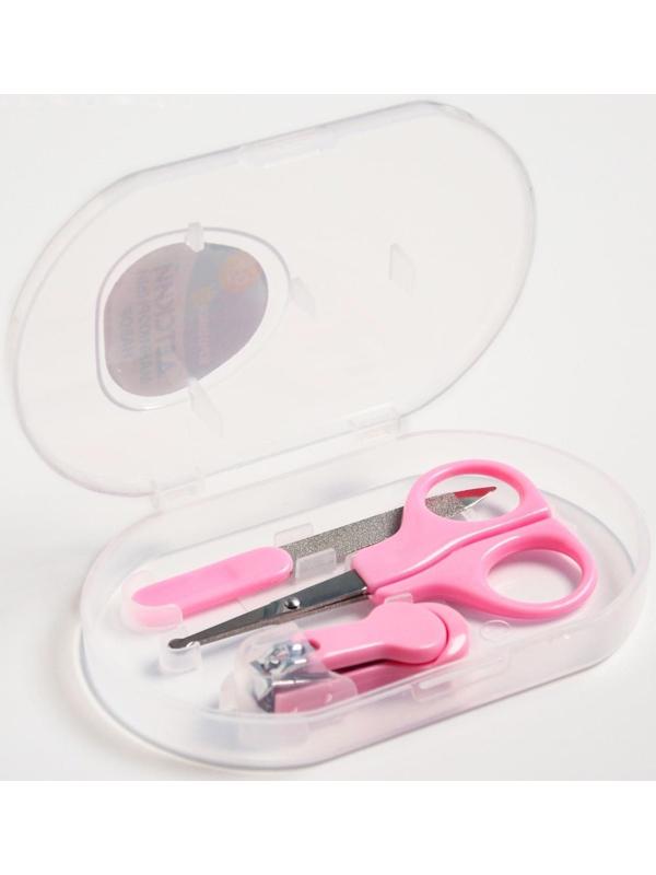 Детский маникюрный набор (ножницы, книпсер, пилка), цвет розовый