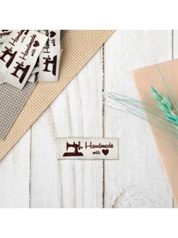 Набор нашивок «Hand made», 4.5 × 1.5 см, 10 шт, цвет сливочный/коричневый