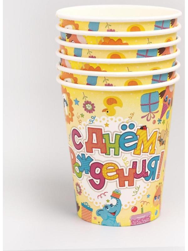 Набор бумажной посуды «Весёлые животные», 6 тарелок , 1 гирлянда , 6 стаканов, 6 колпаков