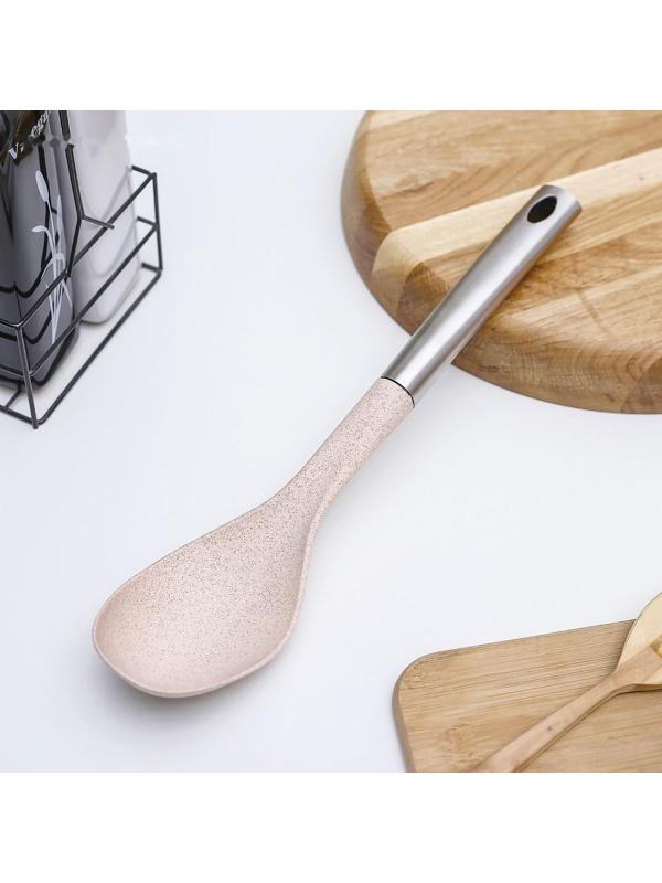 Ложка гарнирная Доляна «Лёгкость», 34 см, цвет бежевый