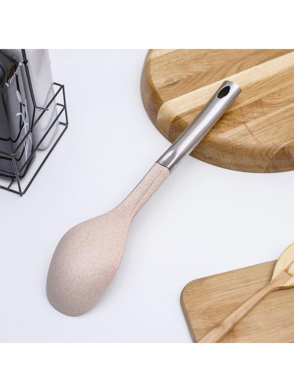 Ложка гарнирная Доляна «Лёгкость», 34 см, цвет бежевый