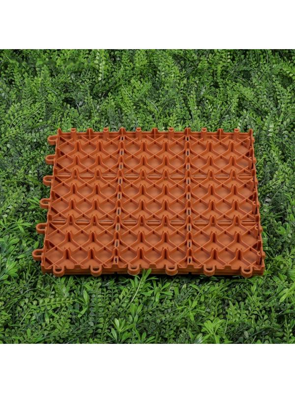 Модульное покрытие, 30 × 30 см, пластик, терракотовое, 1 шт.
