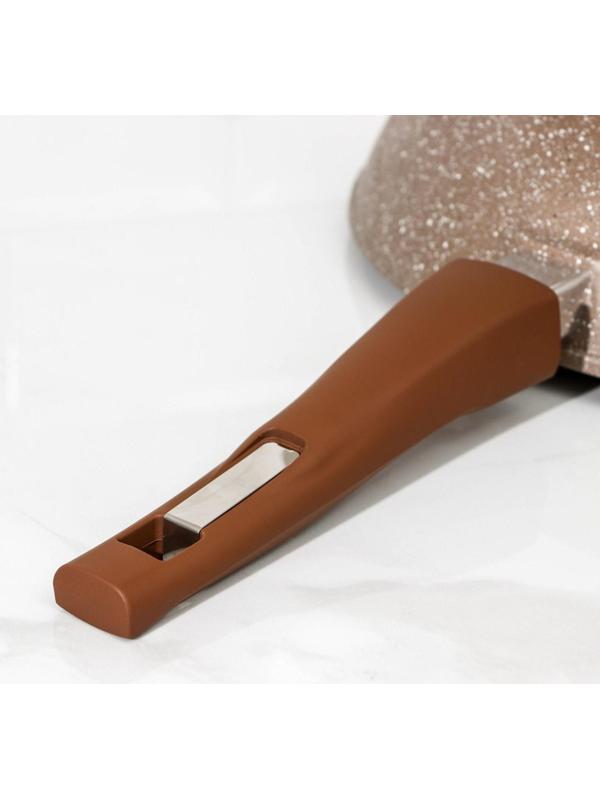 Сковорода «Гранит Brown», d=28 см, съёмная ручка, стеклянная крышка, антипригарное покрытие, цвет коричневый