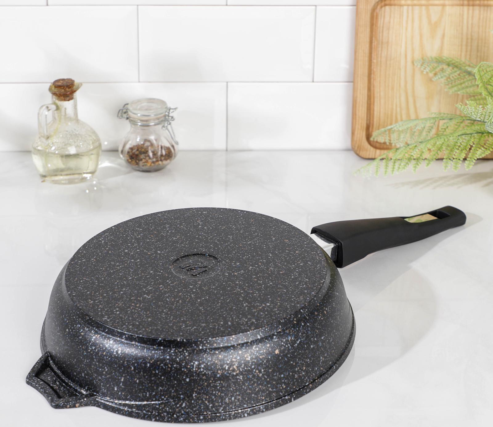Сковорода «Гранит Star», d=24 см, съёмная ручка, антипригарное покрытие, цвет чёрный
