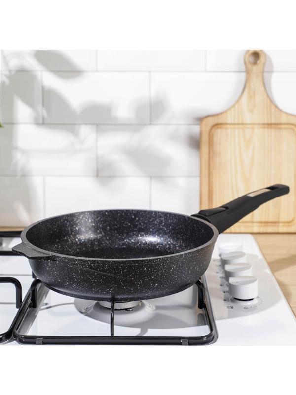 Сковорода «Гранит Star», d=24 см, съёмная ручка, антипригарное покрытие, цвет чёрный