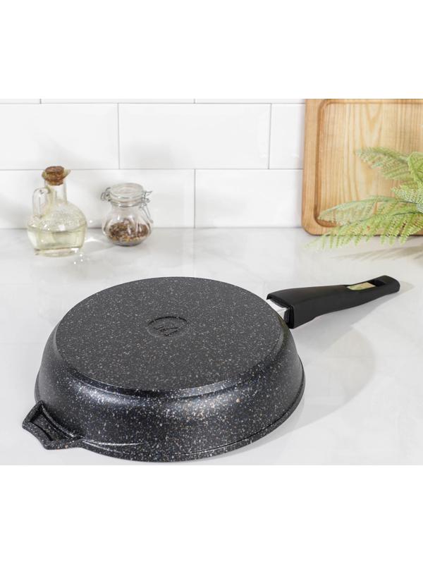 Сковорода «Гранит Star», d=24 см, съёмная ручка, антипригарное покрытие, цвет чёрный