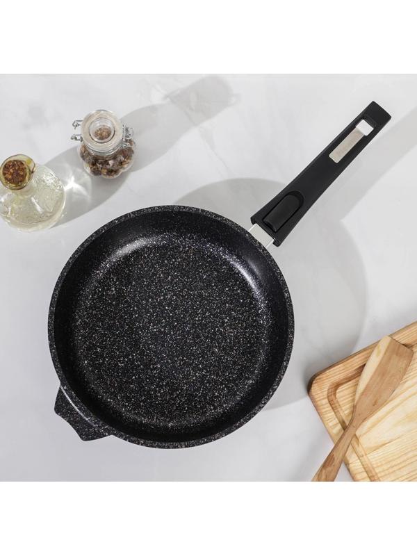 Сковорода «Гранит Star», d=24 см, съёмная ручка, антипригарное покрытие, цвет чёрный