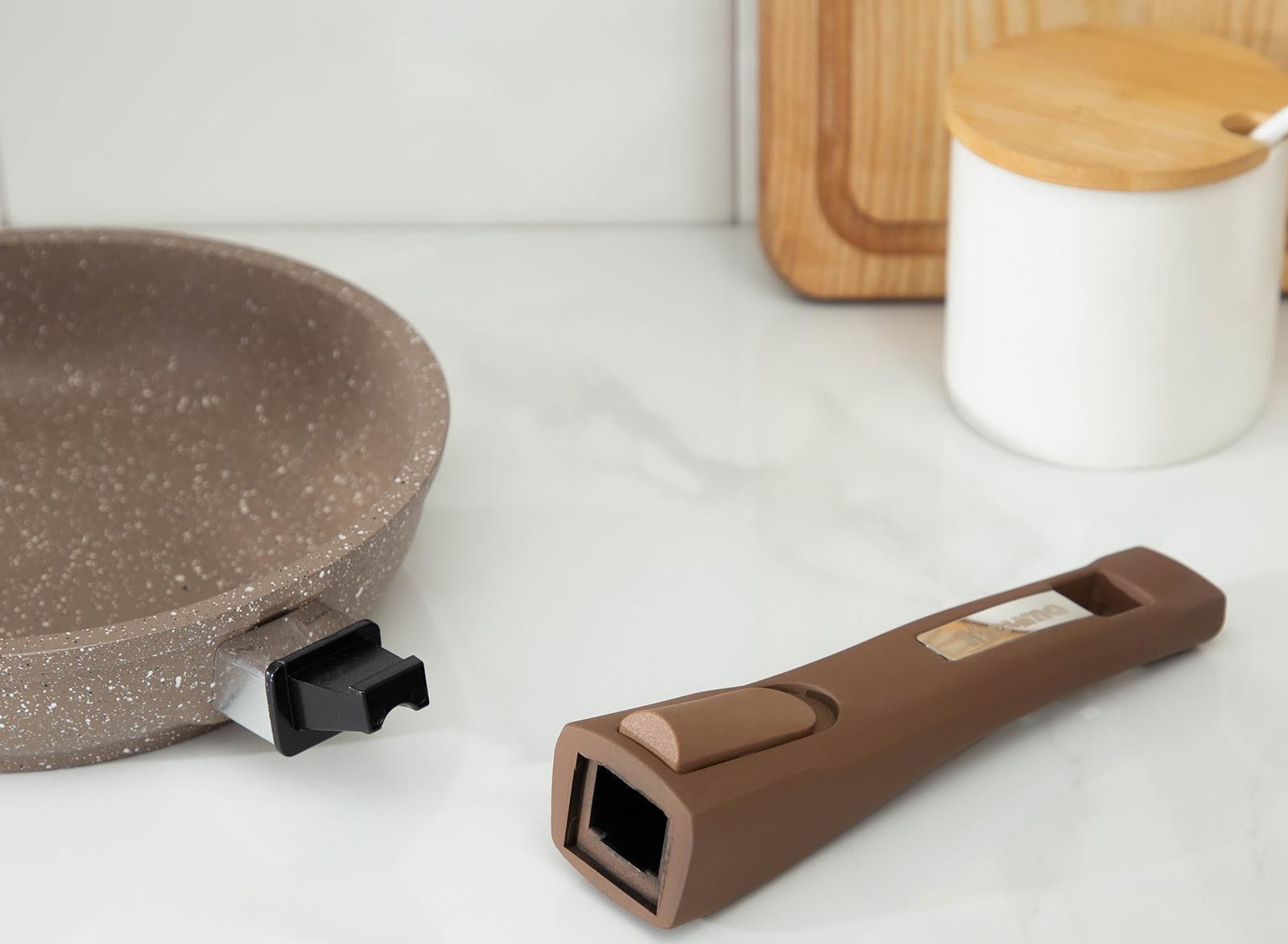 Сковорода «Гранит Brown», d=18 см, антипригарное покрытие, съёмная ручка, цвет МИКС