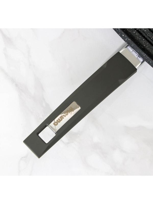 Сковорода-гриль квадратная «Гранит», 26×26 см, пластиковая ручка, стеклянная крышка, антипригарное покрытие, цвет серый