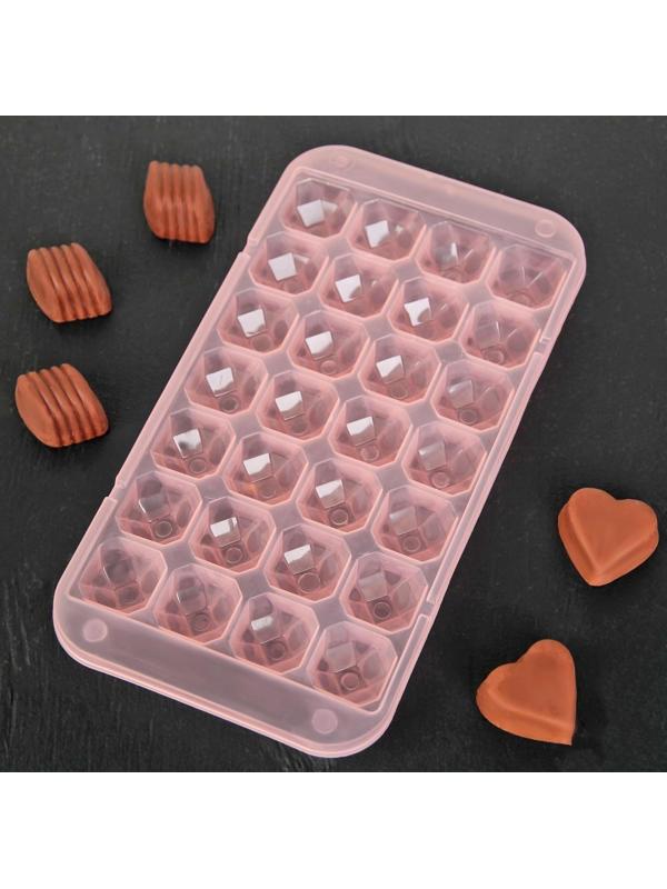 Форма для льда и шоколада «Сапфир», 24×12,7×2 см, 28 ячеек, цвет МИКС