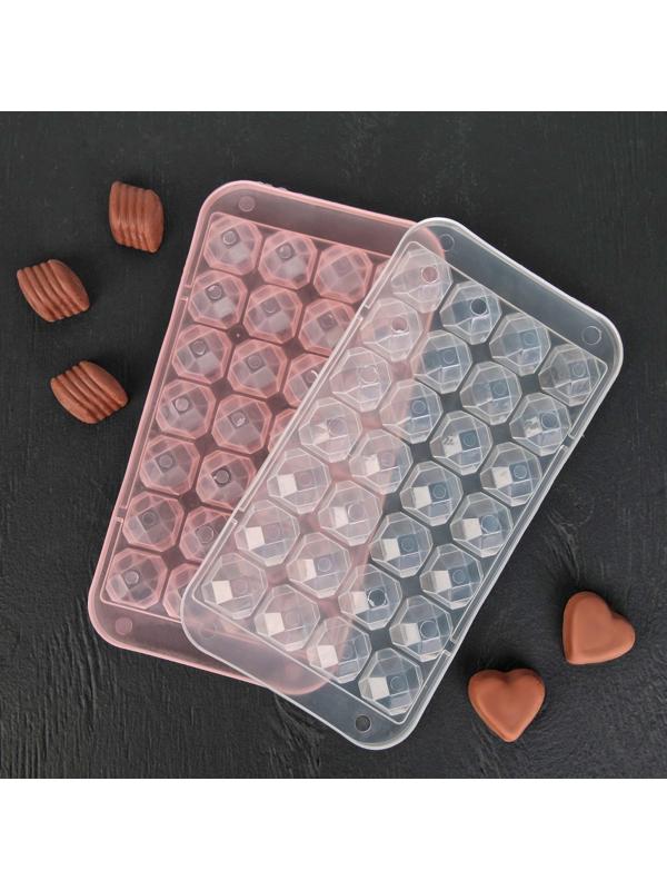 Форма для льда и шоколада «Сапфир», 24×12,7×2 см, 28 ячеек, цвет МИКС