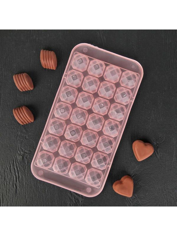 Форма для льда и шоколада «Сапфир», 24×12,7×2 см, 28 ячеек, цвет МИКС